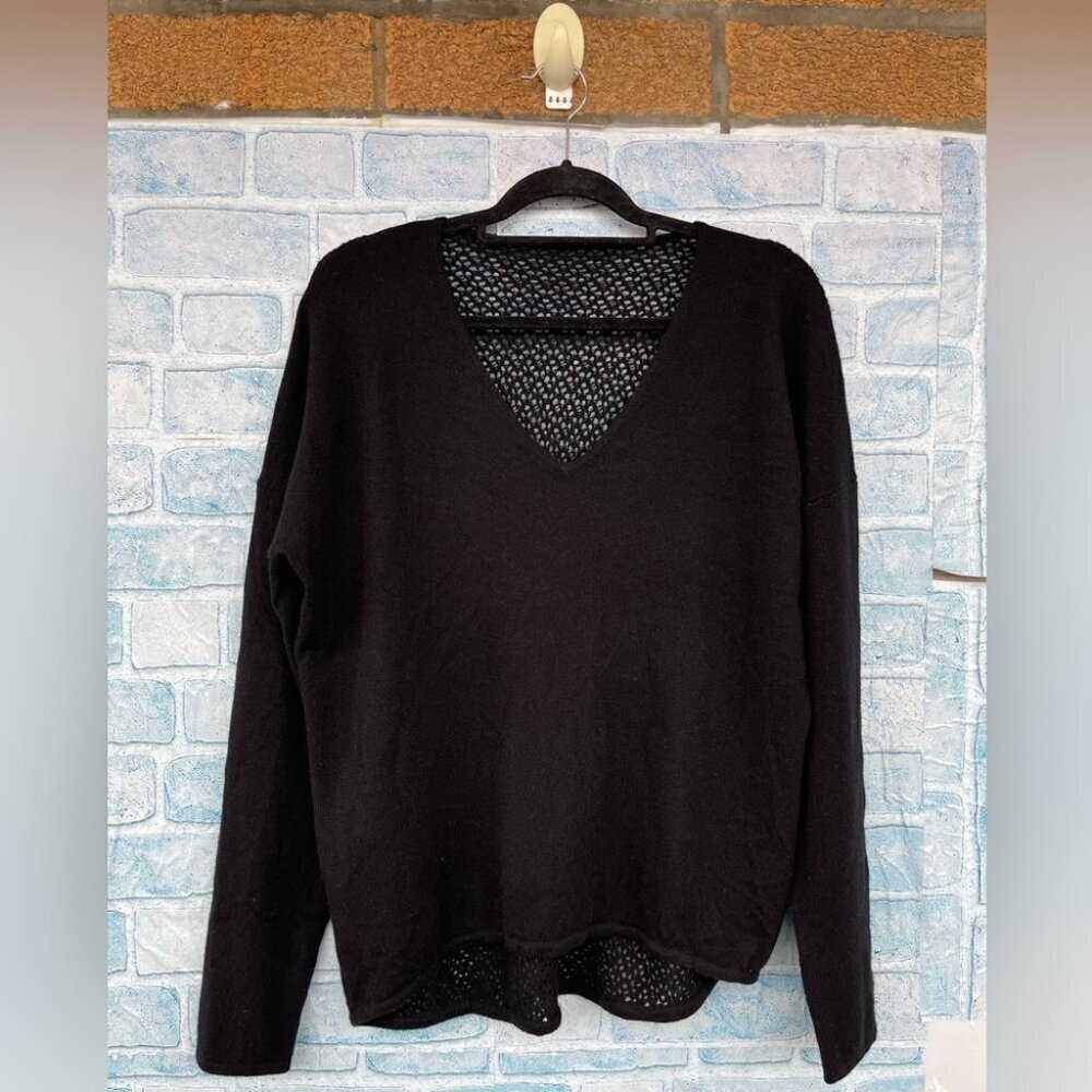 ALLUDE CASHMERE BACK SHEER SWEATER XL